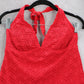 Mossimo Red Eyelet Crochet Halter Tie Boho Swim Beach Tankini Top S Small