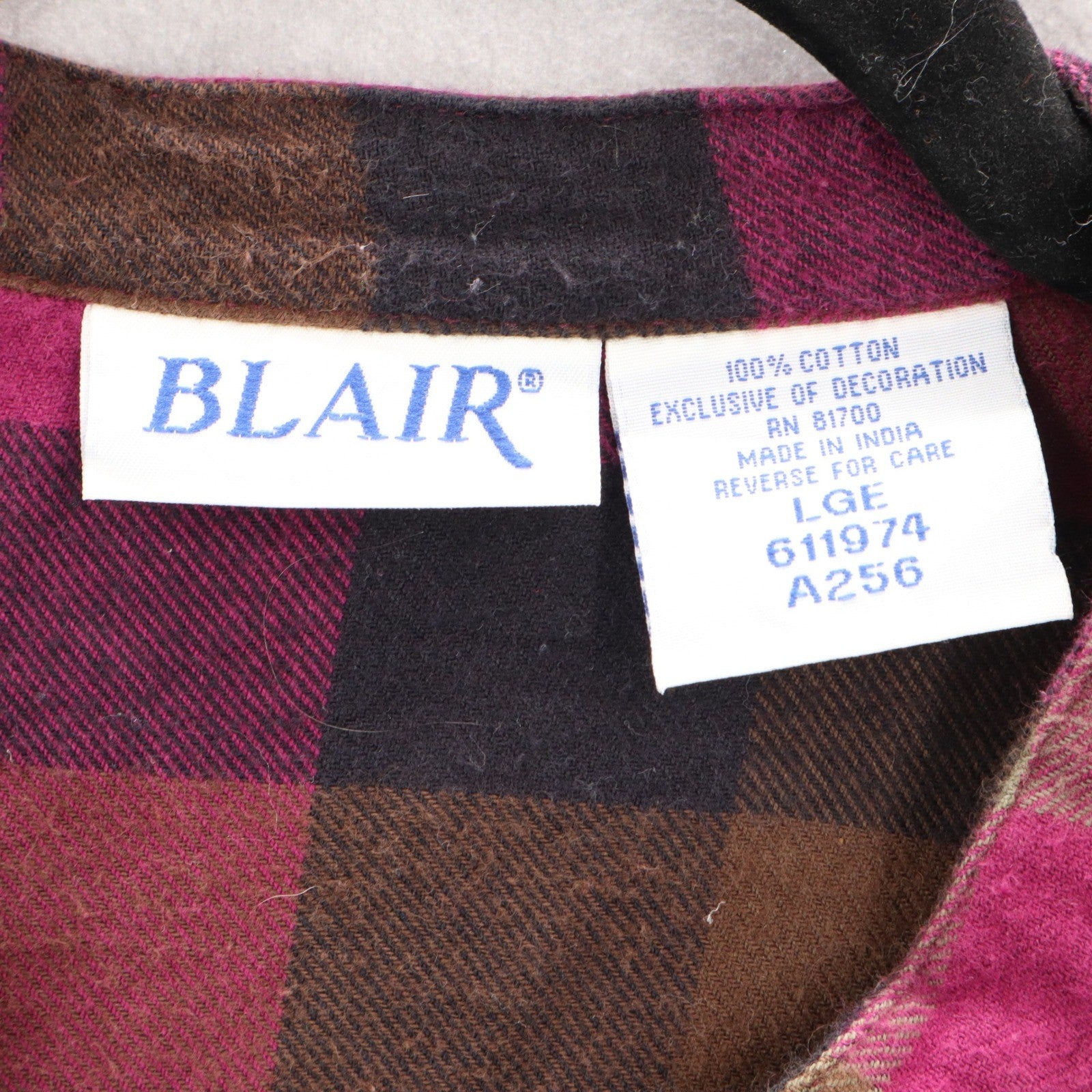 Blair Purple Flannel Plaid Floral Embroidered Western Boho Cotton Indie Large