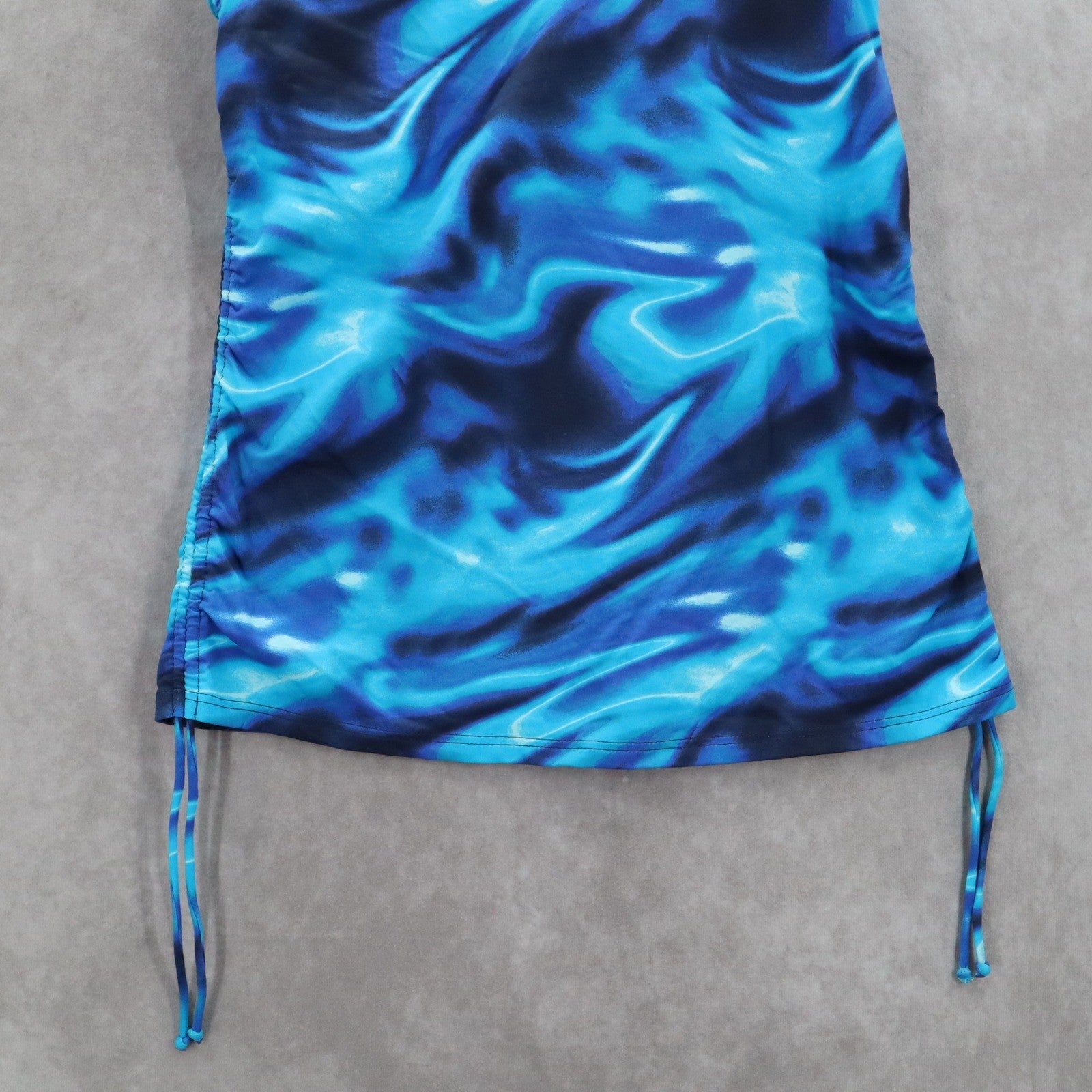 Lands End Blue Marble Swirl Tie Dye Ties Sleeveless Swim Beach Tankini Top 2P