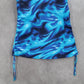 Lands End Blue Marble Swirl Tie Dye Ties Sleeveless Swim Beach Tankini Top 2P