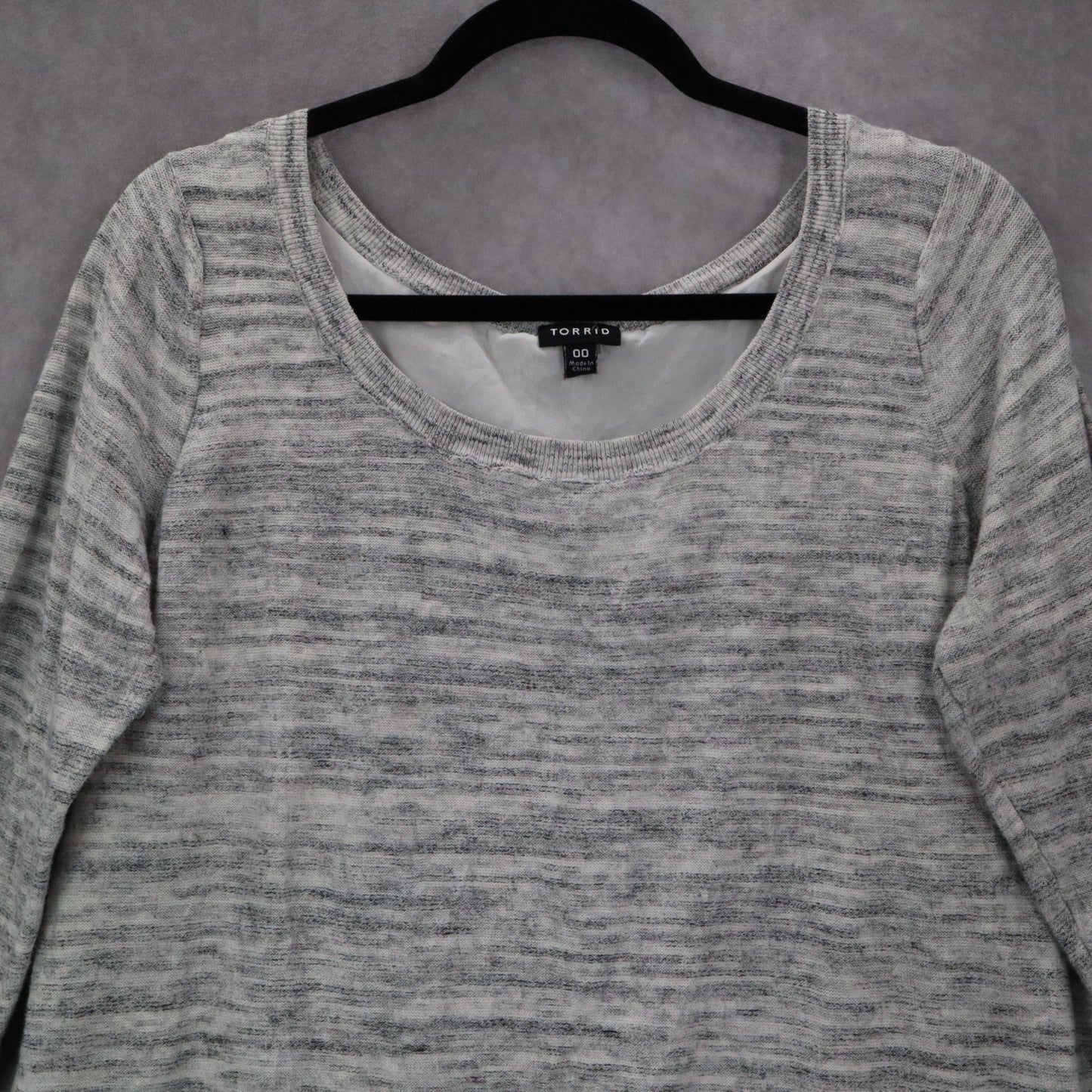 Torrid Gray Layered Hem Tunic Top Long Sleeve Knit Blouse Crisscross Ties 00