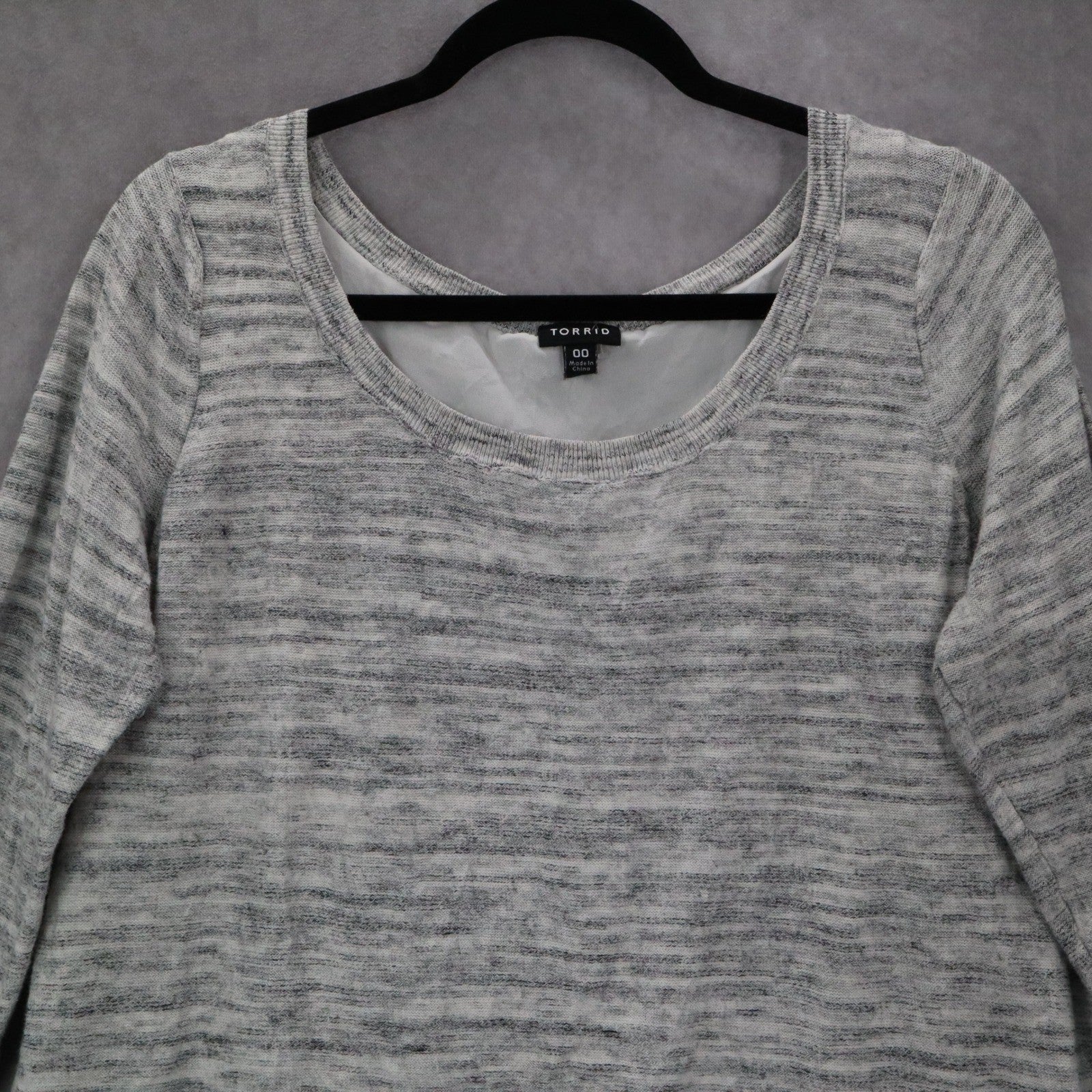 Torrid Gray Layered Hem Tunic Top Long Sleeve Knit Blouse Crisscross Ties 00