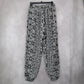 Ambiance Apparel Black White Harem Boho Geometric Print Tapered Pants L Large