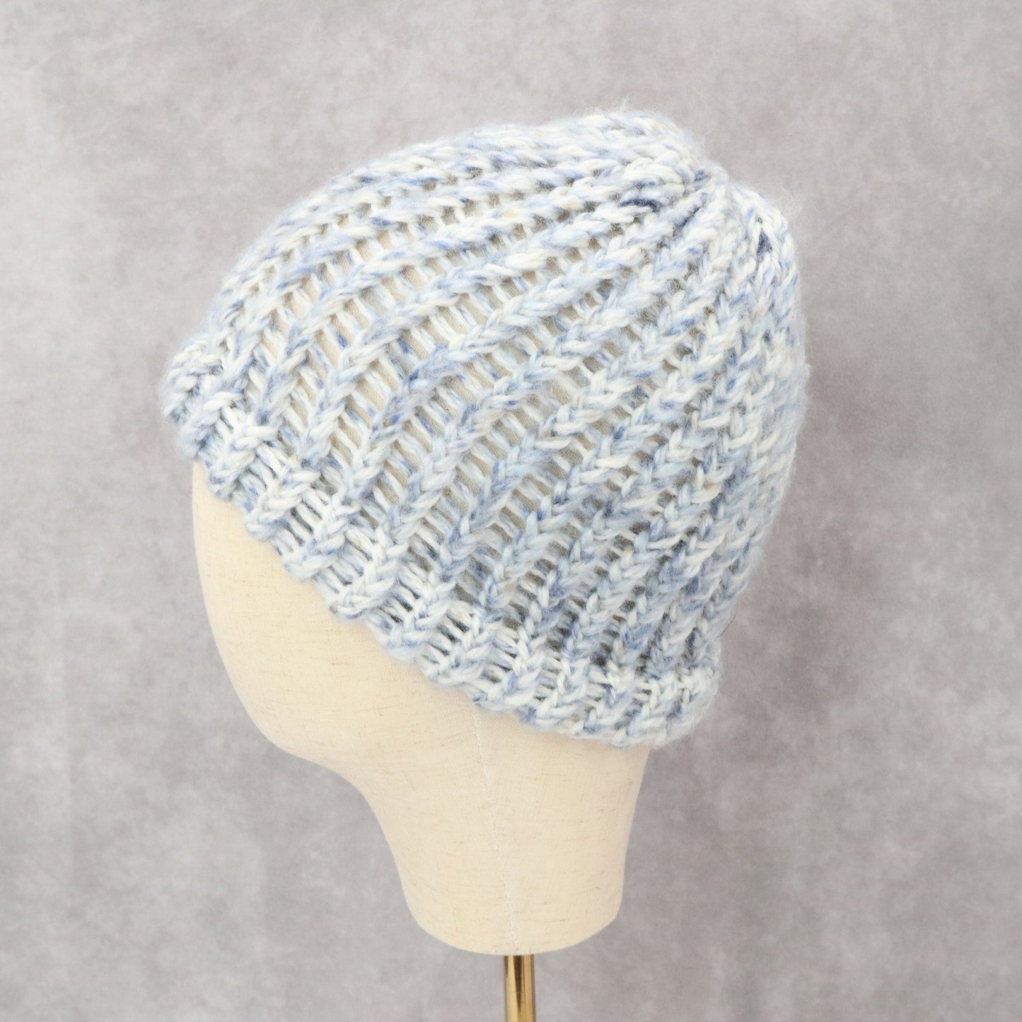 Blue Cable Knit Y2K Vintage Hippy Boys Girls Youth  Bucket Beanie Cap Hat