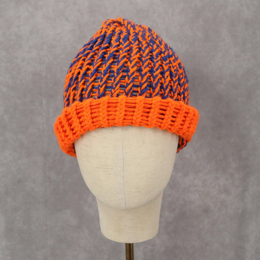 Orange Chunky Y2K Vintage Cable Knit Cottagecore Beanie Cap Hat OS