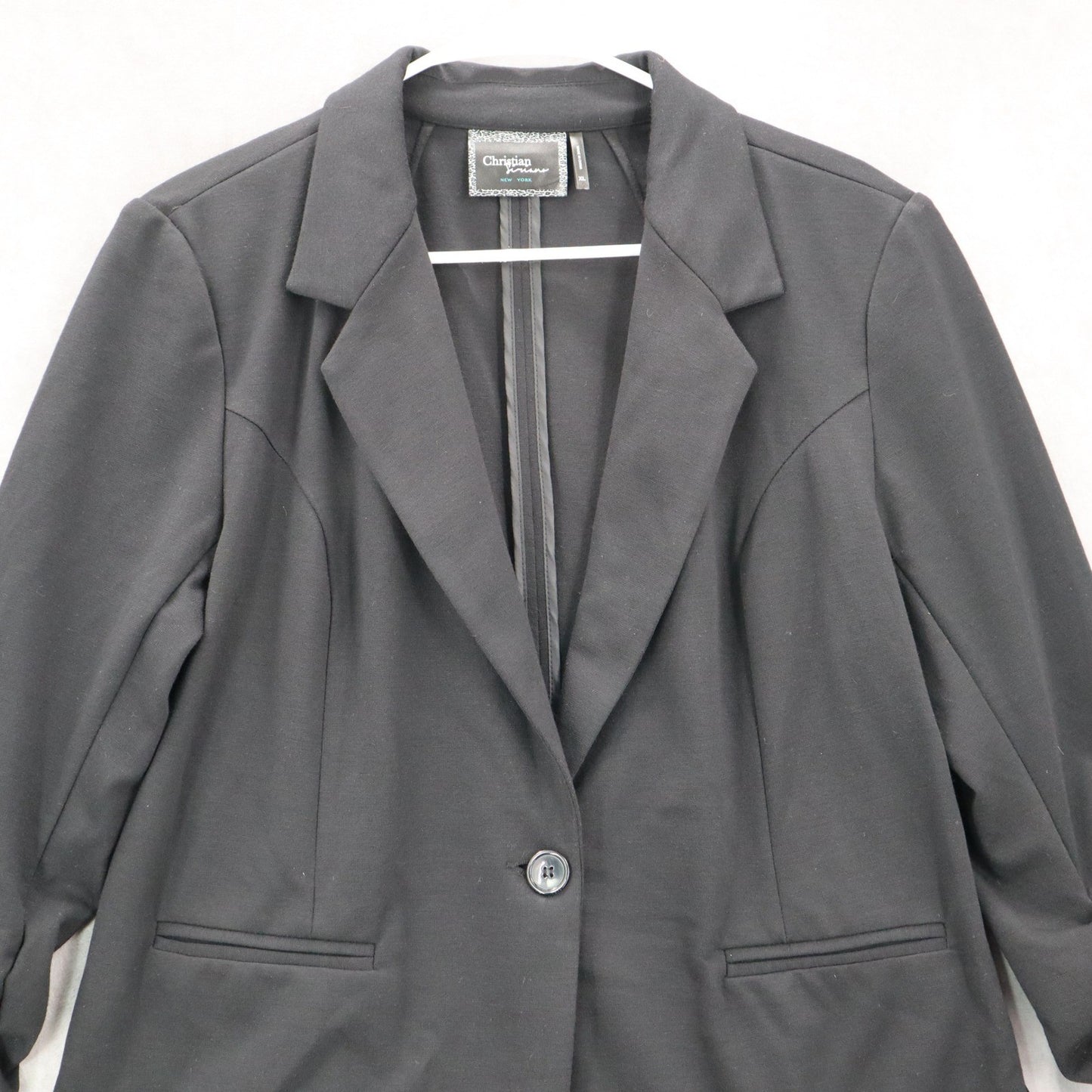 Christian Siriano Black Ruche Sleeves Notch Suit Coat Jacket Blazer Extra Large