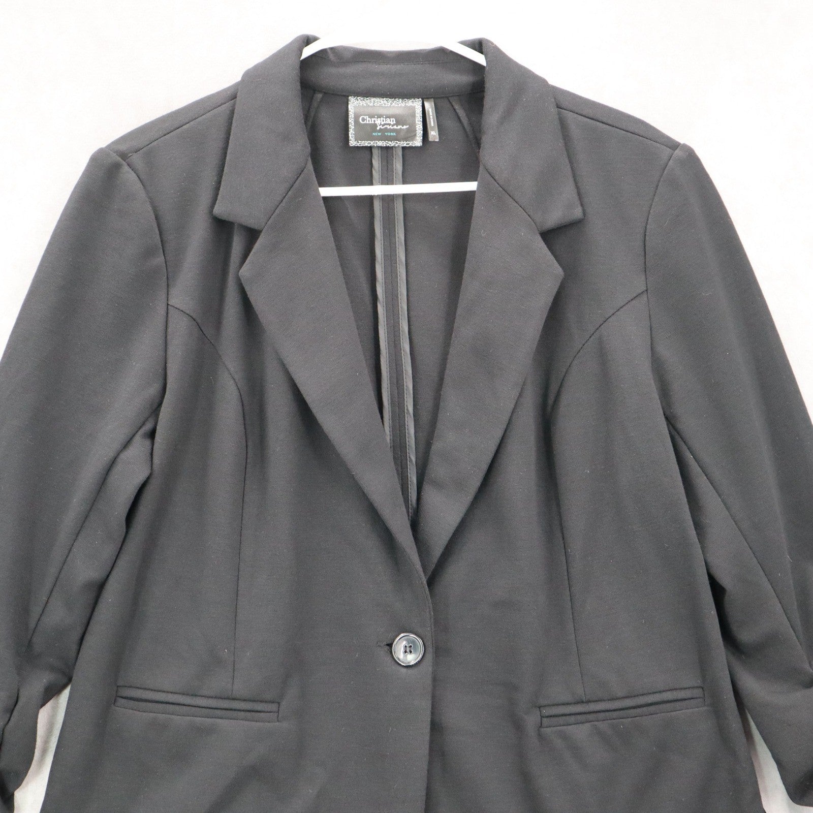 Christian Siriano Black Ruche Sleeves Notch Suit Coat Jacket Blazer Extra Large