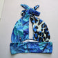 Blue Floral Halter Padded Tie Swim Sports Bra Beach Bralette Bikini Top L Large