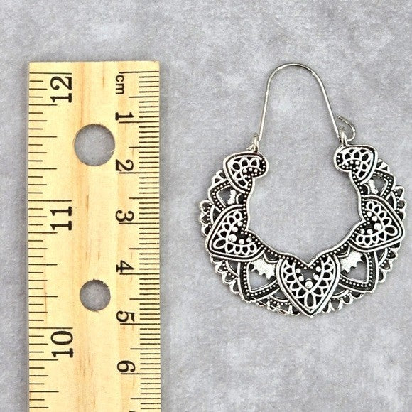 Silver Floral Star Drop Hook Dangle Floral Boho Earring Fashion Jewelry JB2-57