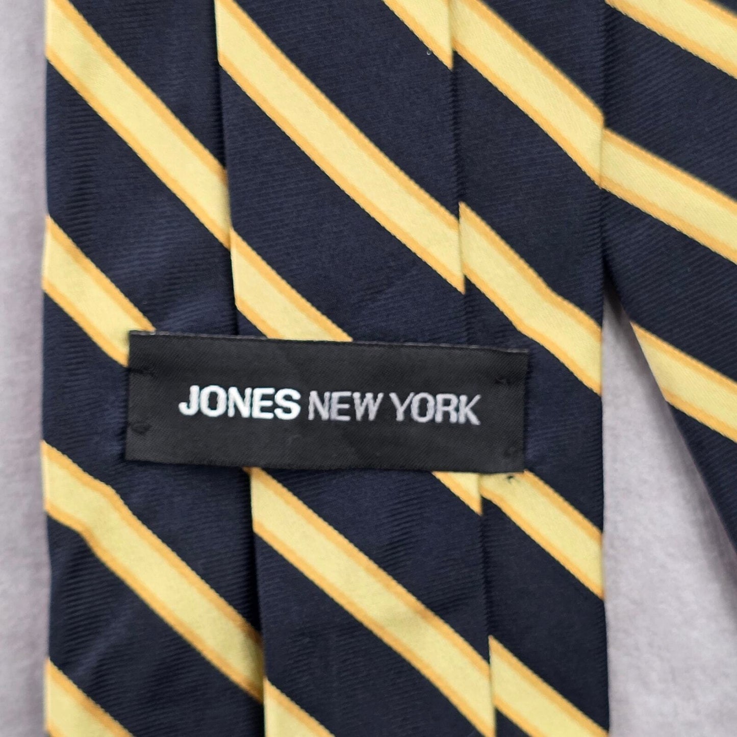 Jones New York Blue Yellow Stripe Geometric Repp 100% Silk Men's Neck Tie NWOT