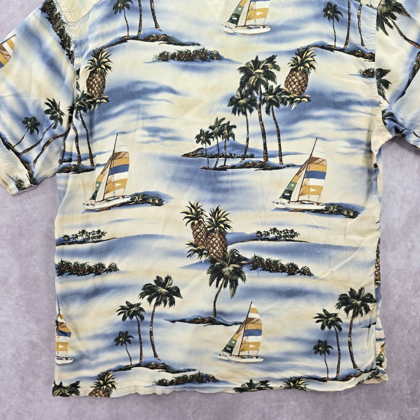 Campia Moda Beach Palm Tropical Surf Island Vintage Relax Hawaiian Shirt L
