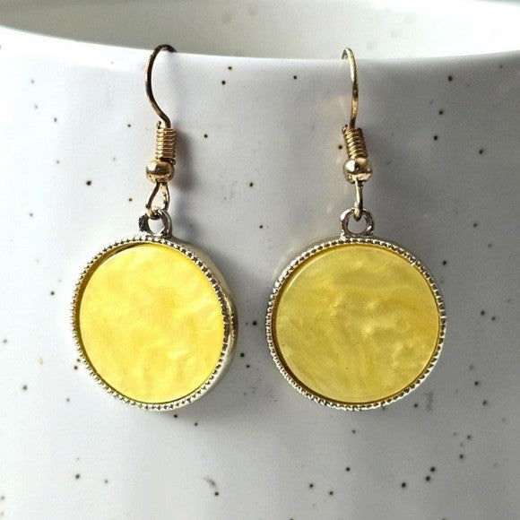 Yellow Disc Circle Hook Dangle Fashion Jewelry Earrings NWT E100
