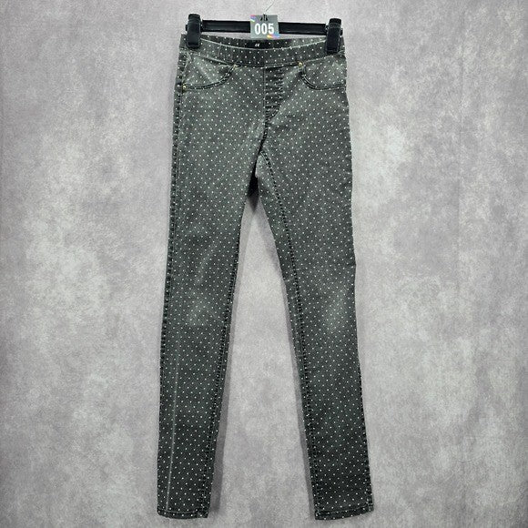H&M Gray Polka Dot Skinny Denim Pull On Jeans Jeggings Junior Girls 4