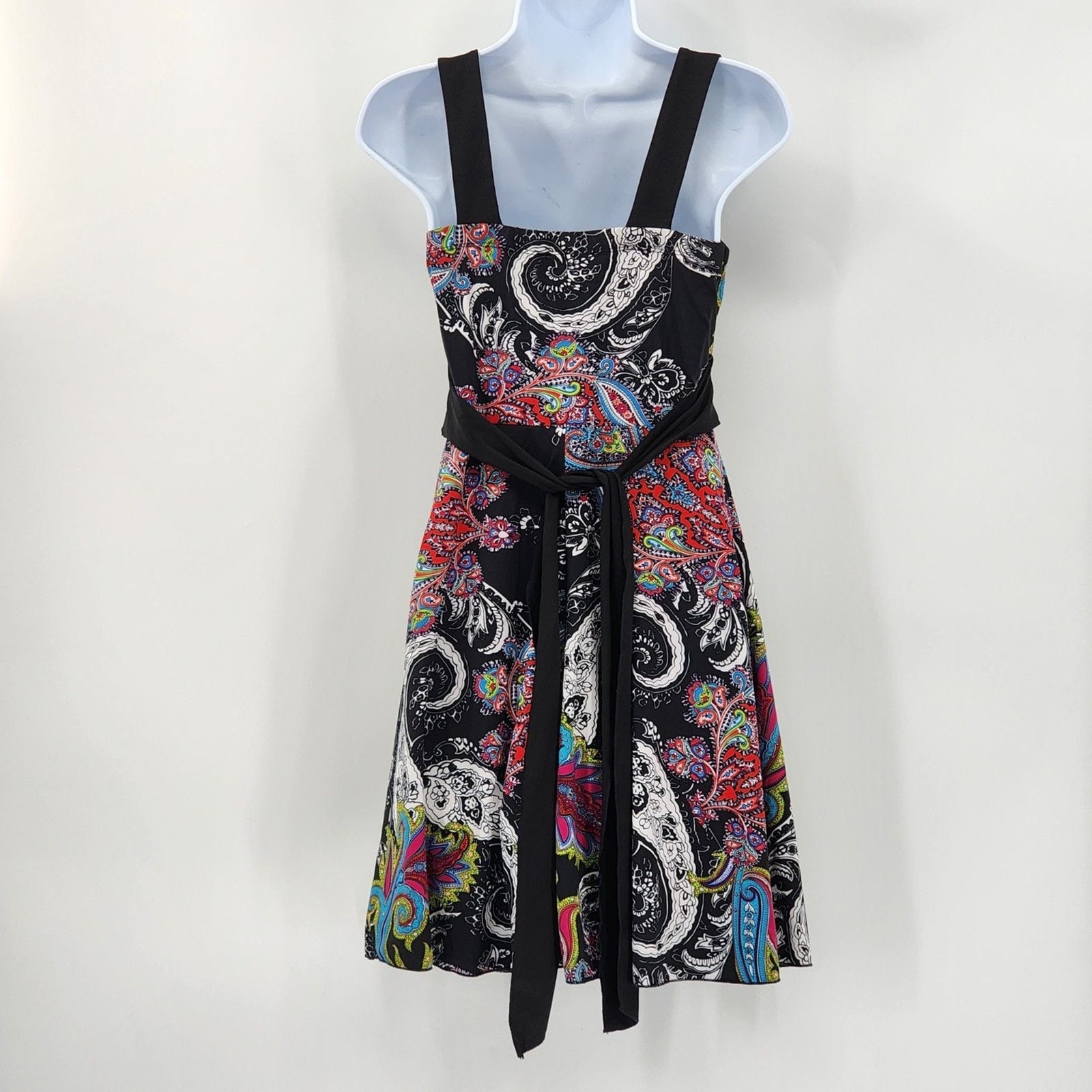 Speechless Black Paisley Floral Multicolor Print Sleeveless Mini Dress Small