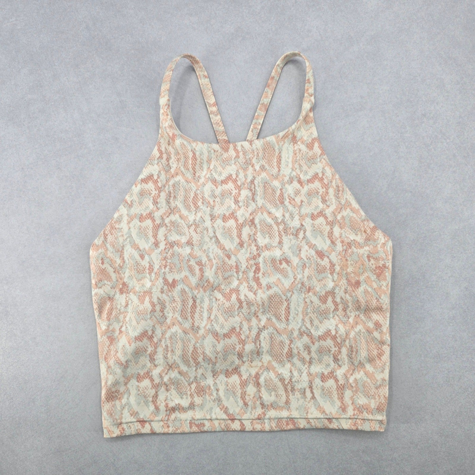 Old Navy Active Powersoft Cream Animal Crop Sports Bra Swim Top XS Extra Small