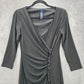 Chaps Black Wrap Drape Ruffle Knee Length V Neck Formal Dress XS