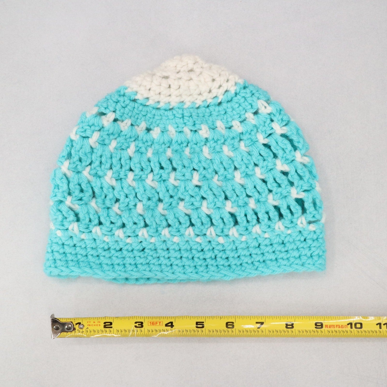 Blue Cable Knit White Handmade Y2K Vintage Cozy Winter Beanie Cap Hat