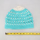 Blue Cable Knit White Handmade Y2K Vintage Cozy Winter Beanie Cap Hat
