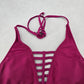 Mossimo Purple Padded Cutout Halter Tie Plunge Bikini Bralette Swim Top S Small
