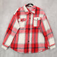 Trendy Queen Red Long Sleeve Plaid Flannel Button Down Pocket Shacket Large