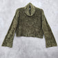 Charlotte Ruse Green Turtleneck Crop Chenille Flare Sleeve Y2K VTG Sweater Small