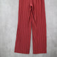 Pink Stripe Belted Wide Leg Boho Pull On Straight Leg Trousers Pant S Small