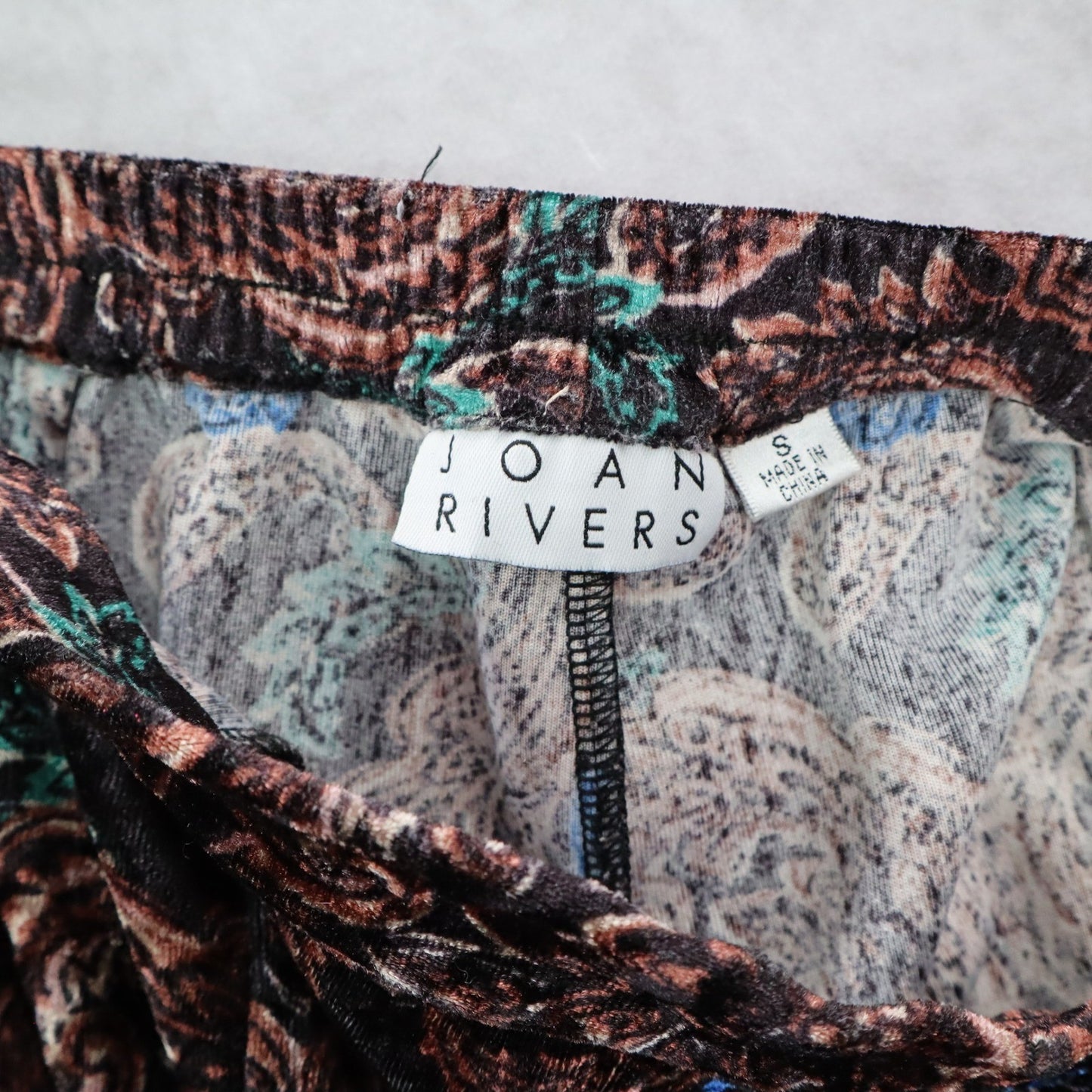 Joan Rivers Black Wide Leg Pull On Velvet Paisley Vintage Whimsy Pants Small