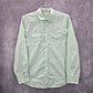 Calvin Klein Mens Green Button Down Long Sleeve Stripe Cotton Dress Shirt Large