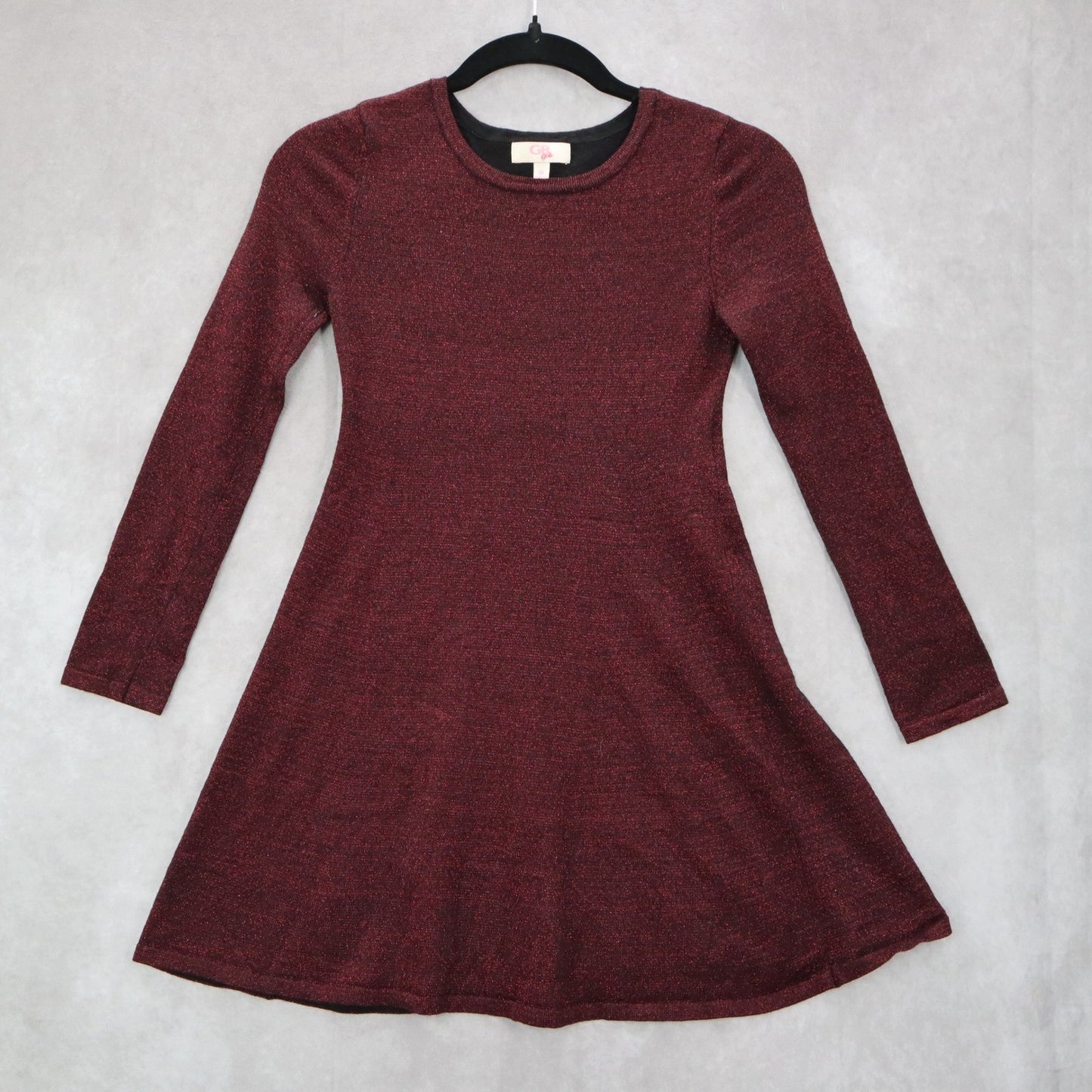 GB Girls Red Glitter Long Sleeve Fit Flare Whimsy Fairy Party Dress Medium