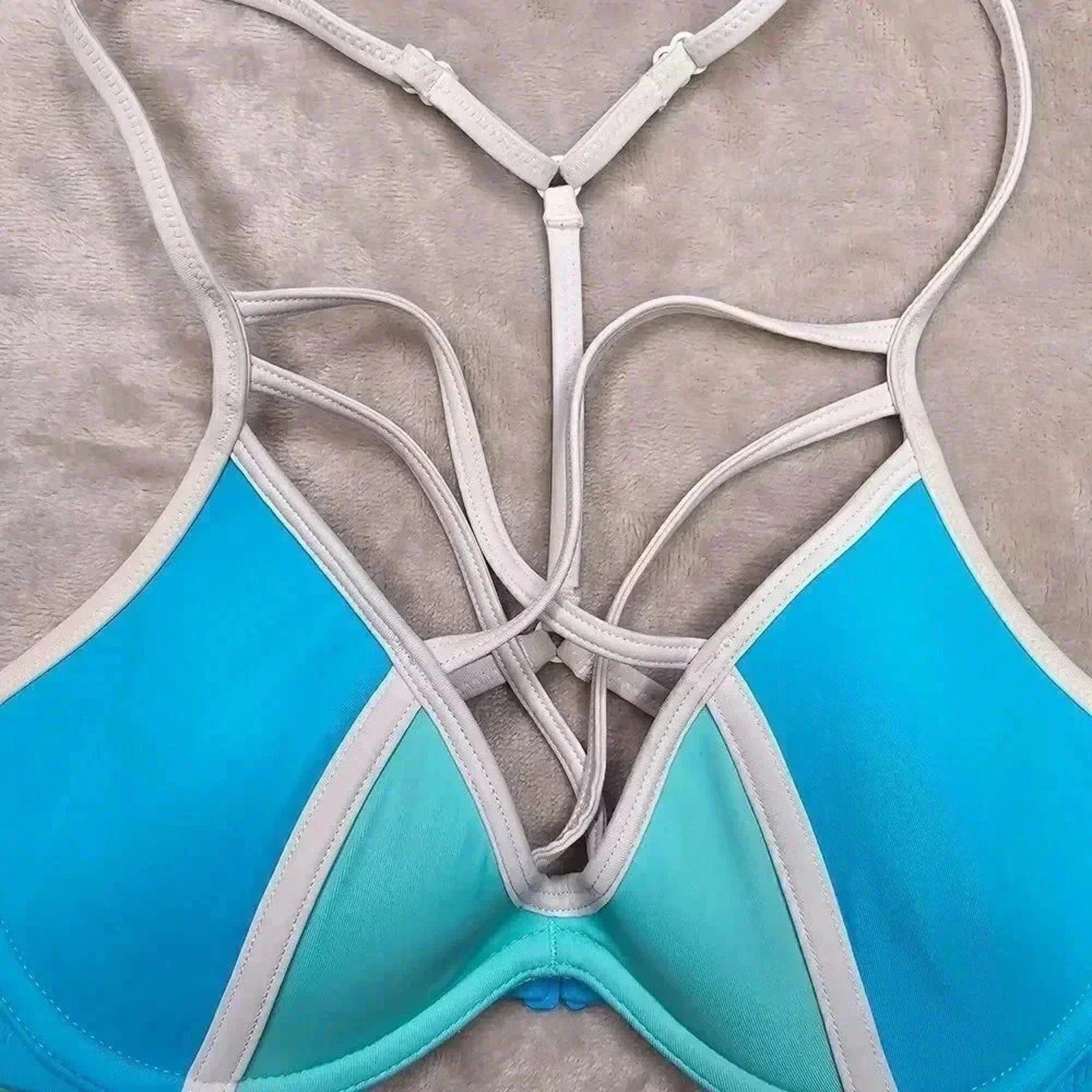 Victoria's Secret Pink Blue Padded Bikini Adjustable Strap Swimwear XS