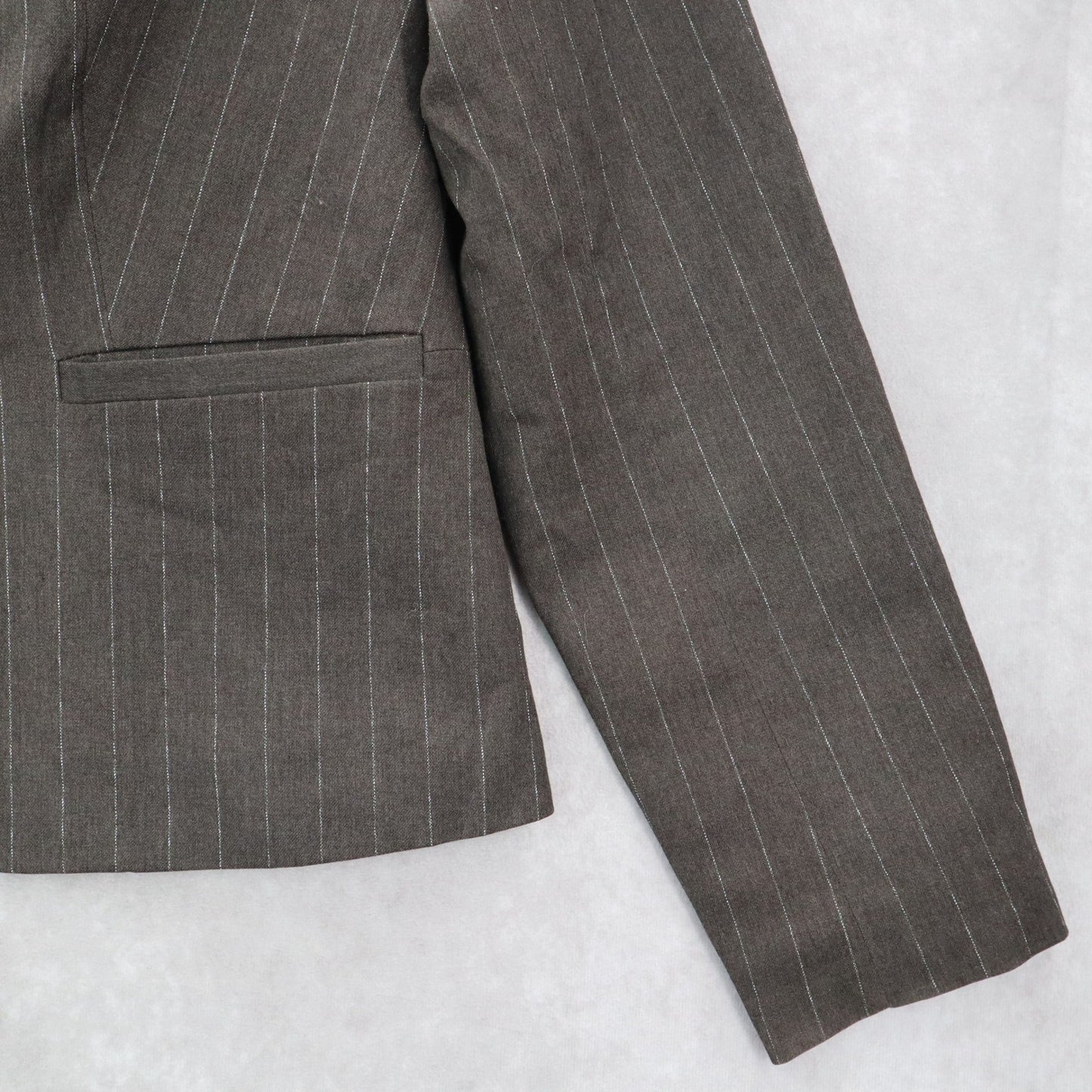 Worthington Brown Pinstripes Notch Short Blazer Coat Suit Jacket Petite Small