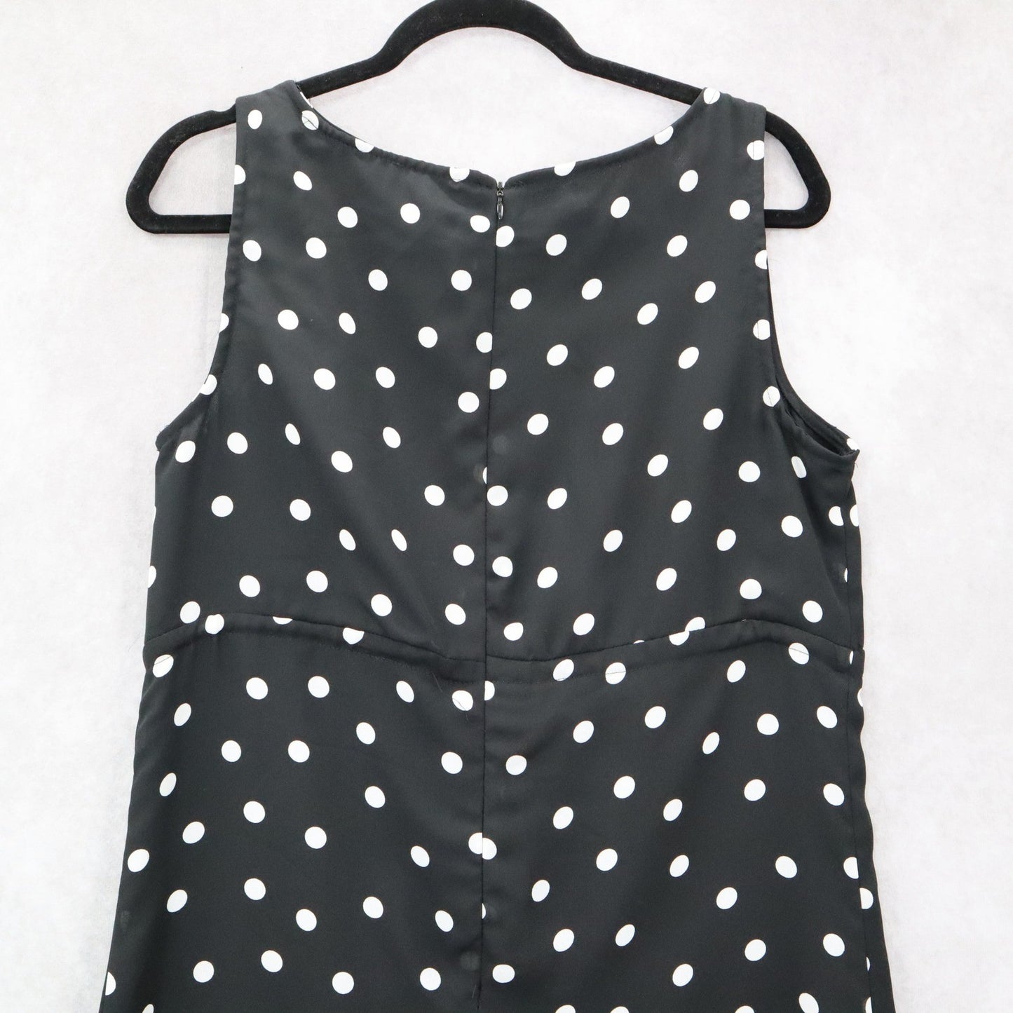 Apostrophe Black Polka Dot Sleeveless Dress Knee Length Retro Tie Chic Large 12