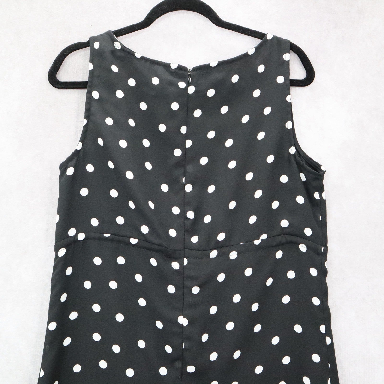 Apostrophe Black Polka Dot Sleeveless Dress Knee Length Retro Tie Chic Large 12