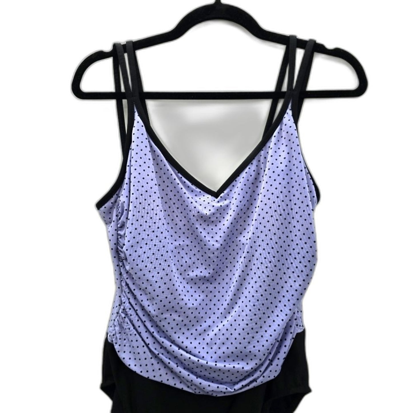 TrimShaper Purple Black Polka Dot One Piece Swimsuit Tummy Control 12