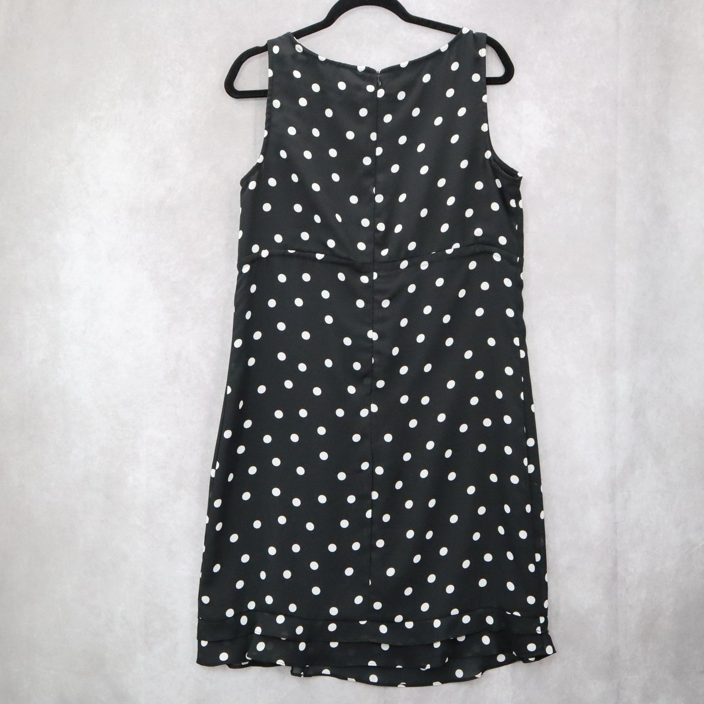 Apostrophe Black Polka Dot Sleeveless Dress Knee Length Retro Tie Chic Large 12