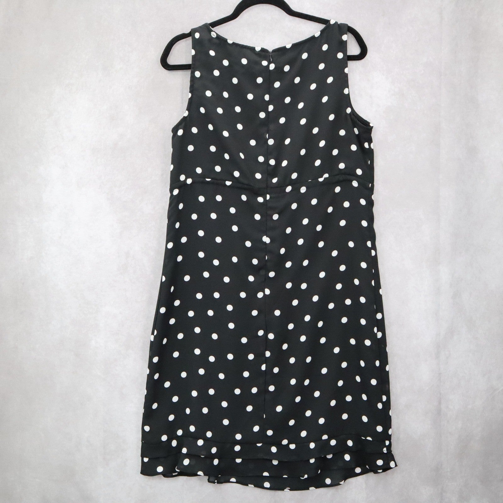 Apostrophe Black Polka Dot Sleeveless Dress Knee Length Retro Tie Chic Large 12