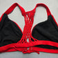 Red Crochet Tie Boho Racerback Swim Sports Bra Beach Bralette Bikini Top L Large