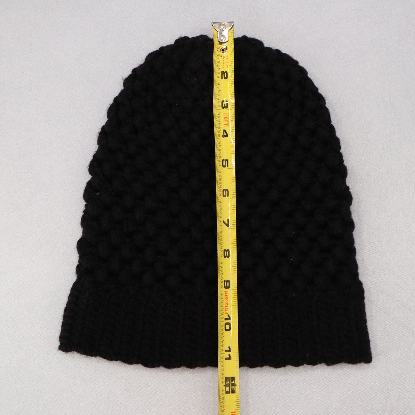 Black Chunky Cable Knit Crochet Y2K Vintage Cottage Skater Beanie Cap Hat OS