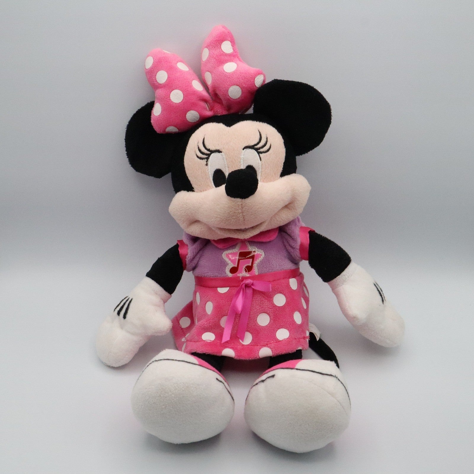 Disney Minnie Mouse Plush Doll 15" Pink Polka Dot Dress Bow Stuffed Toy Gift