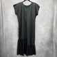 Takaya Siam Black Short Sleeve Maxi Feather Print Sheer Ruffle Dress Medium
