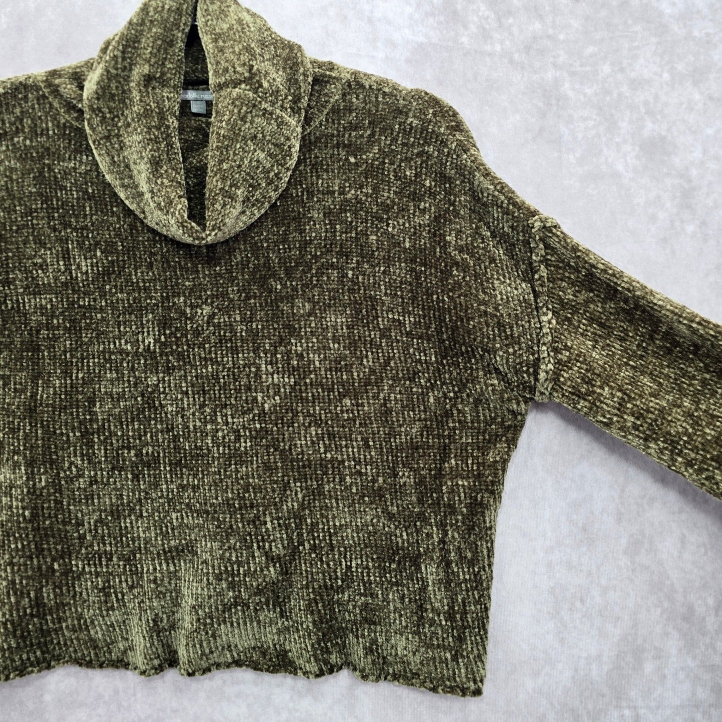 Charlotte Ruse Green Turtleneck Crop Chenille Flare Sleeve Y2K VTG Sweater Small
