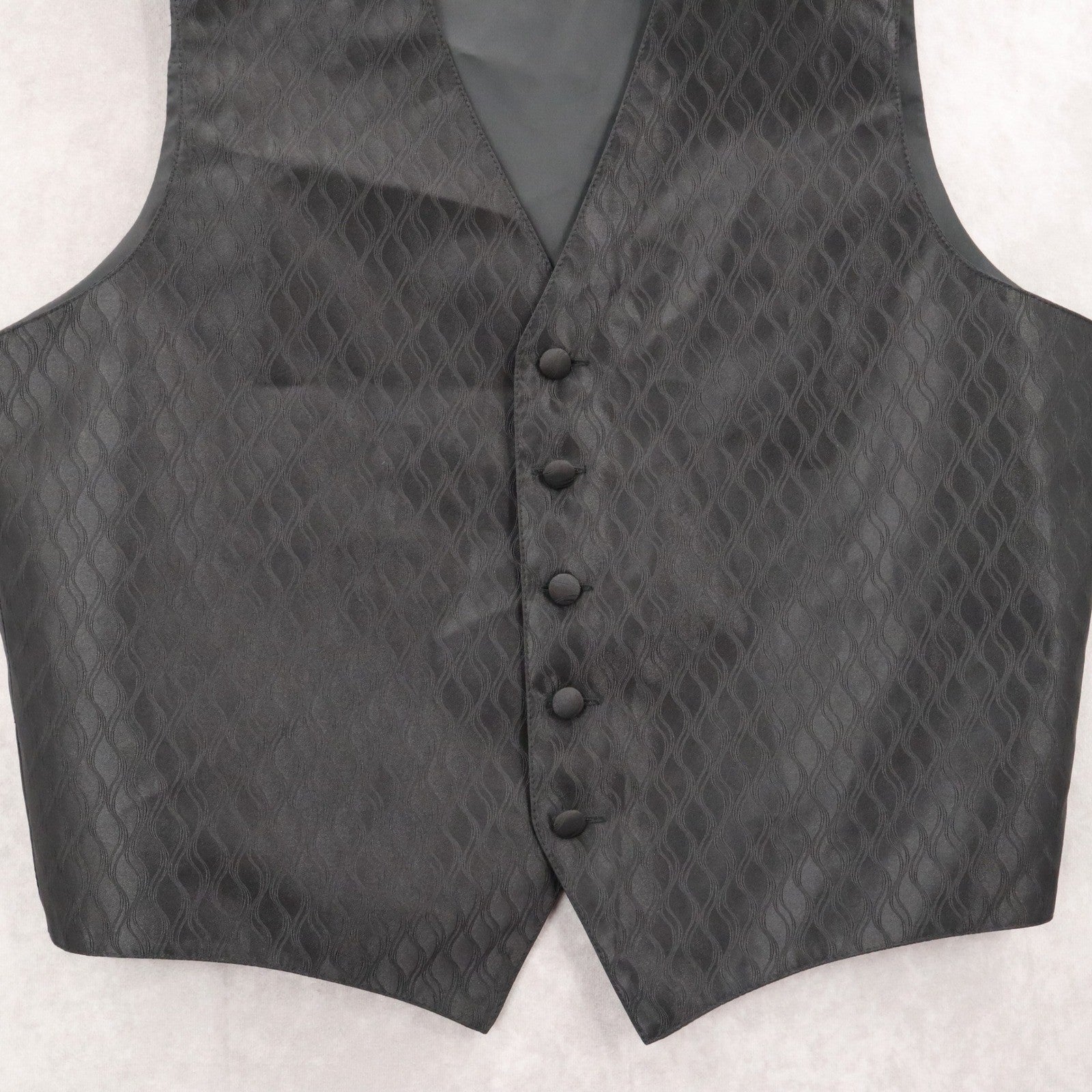 Brandon Michael Black 5 Button Point Waistcoat Tuxedo Formal Suit Vest L 46R
