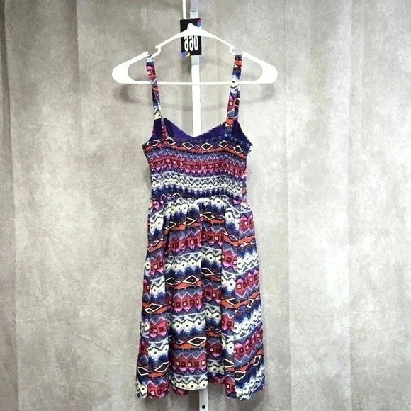 Delia's Floral Print Short Overall Flare Y2K Vintage Button Strap Dress Small