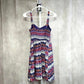 Delia's Floral Print Short Overall Flare Y2K Vintage Button Strap Dress Small