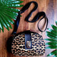 Black Brown Animal Printed Double Zipper Clasp Crossbody Fashion Purse