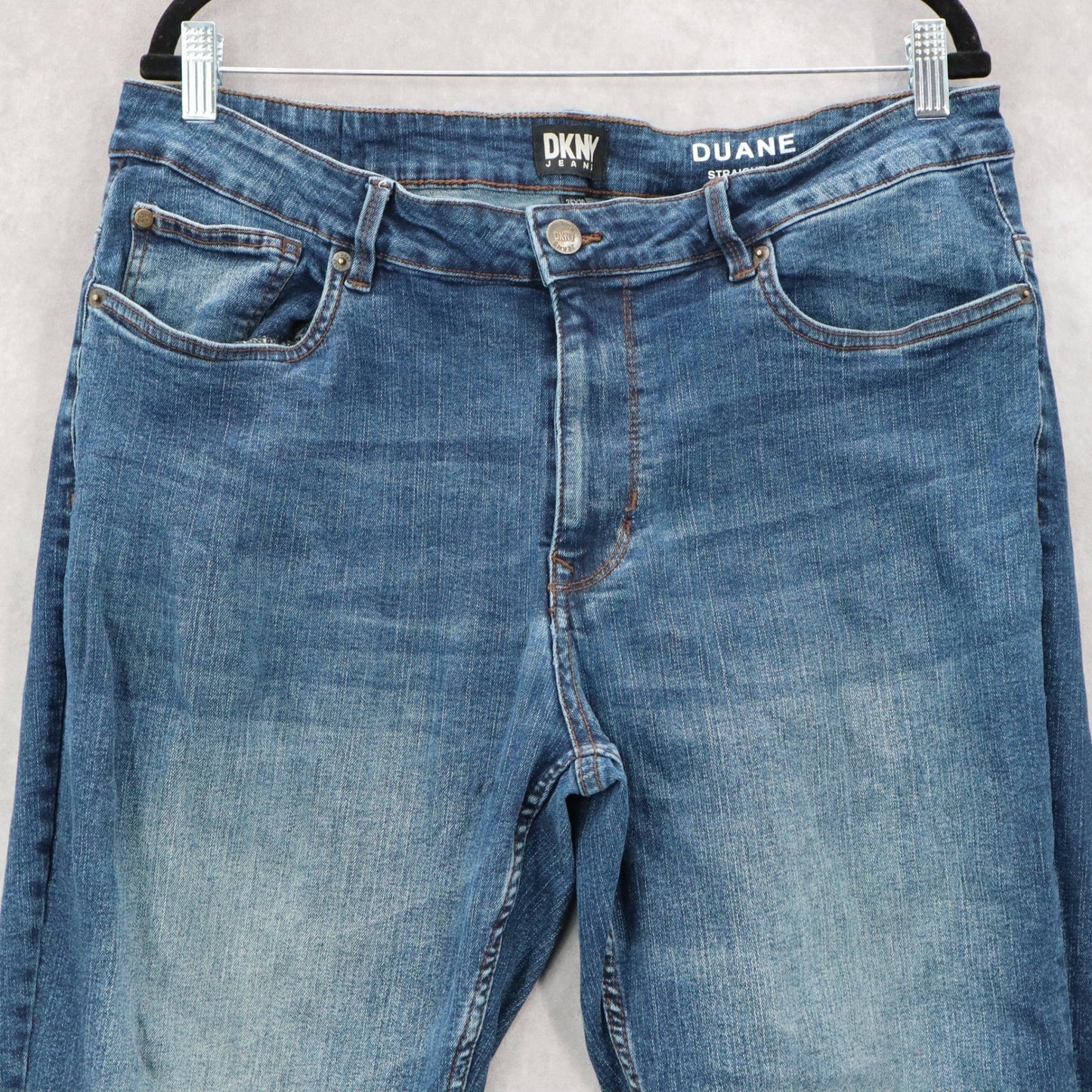 DKNY Blue Straight Fit Tapered Duane Mens Cotton 36X30 Denim Jeans