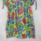 Boho Floral Swirl Sheer Festival Beach VTG Colorful Tunic Cover Up Dress L Large