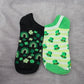 Irish Clover Rainbow Shamrock Hat Print Set Of 2 Back White Green Low Socks