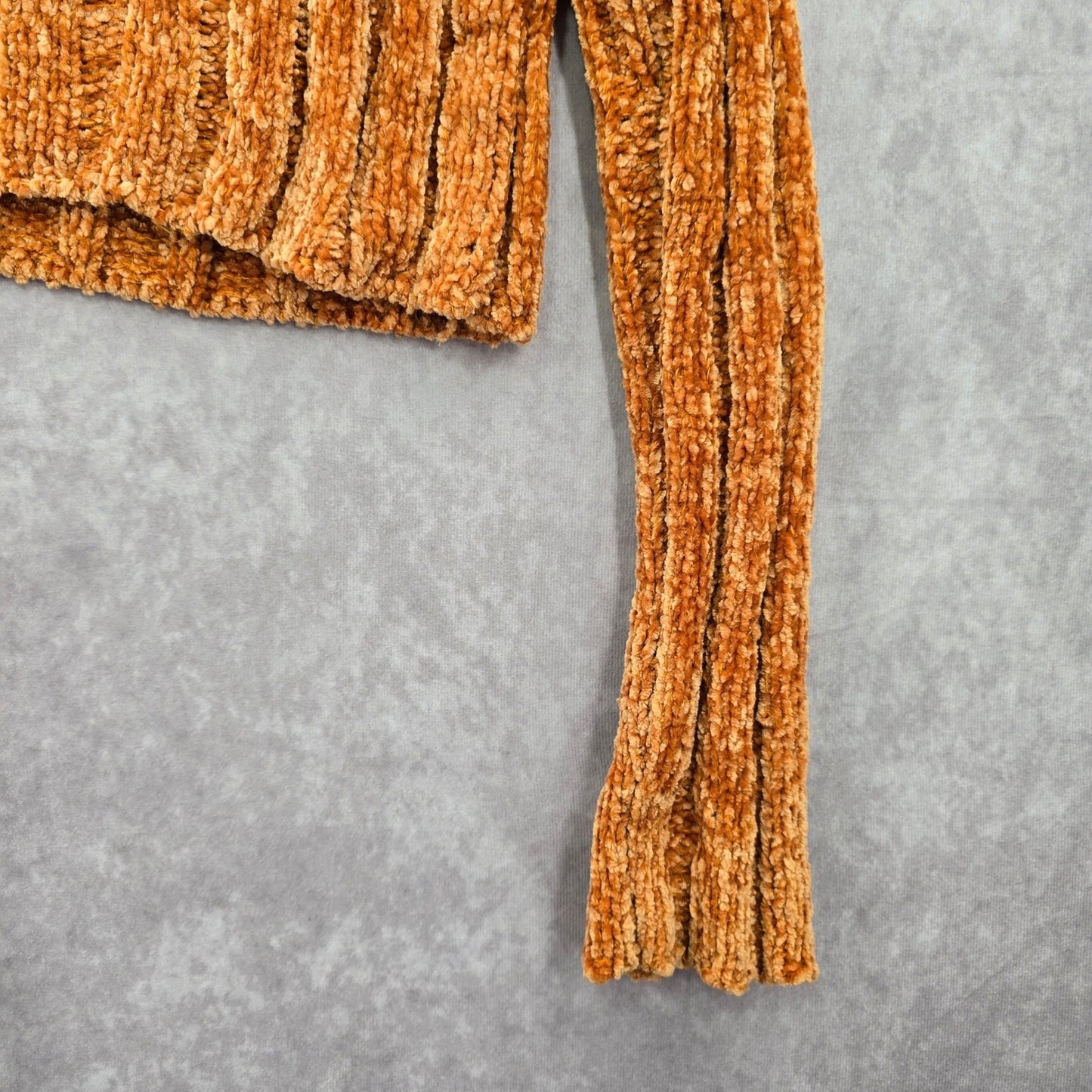 Favlux Yellow Crop Chenille Ribbed Sleeve Y2K VTG Academia Cozy Sweater Small