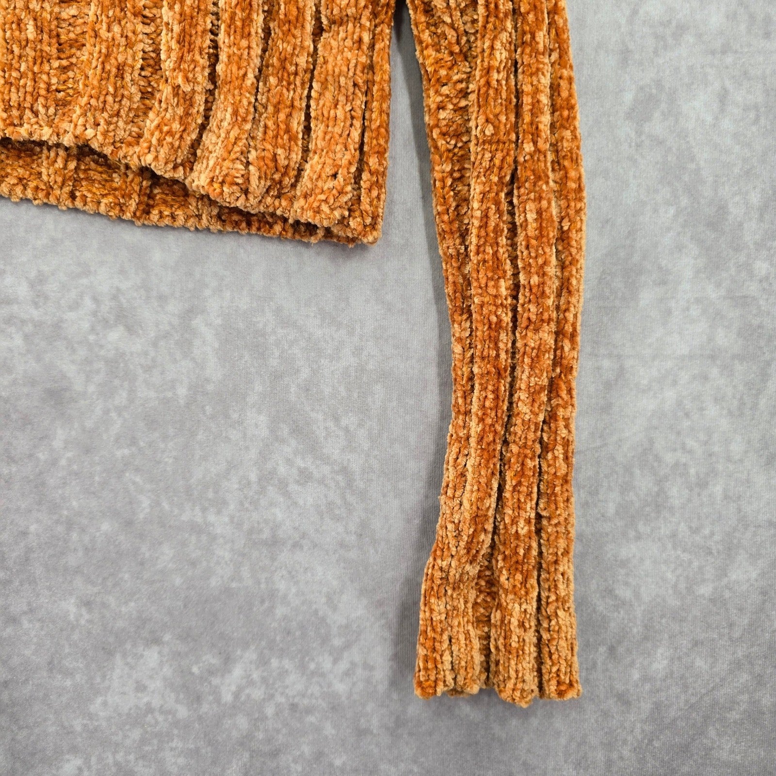 Favlux Yellow Crop Chenille Ribbed Sleeve Y2K VTG Academia Cozy Sweater Small